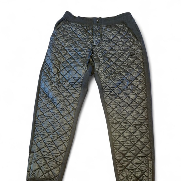 Nike Pants Mens L Black Fleece Winterized Cuff Quilted Tapered Athletic Jogger - Picture 1 of 6